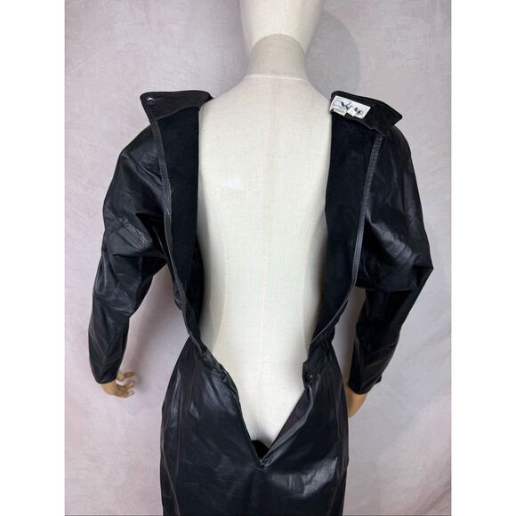 Vintage Designer Leather Dress 1980s Vakko New York Alt Goth Grunge 90s - Picture 11 of 11